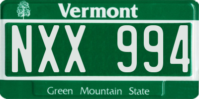 VT license plate NXX994