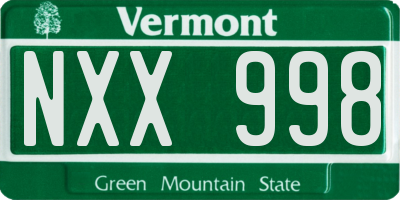 VT license plate NXX998