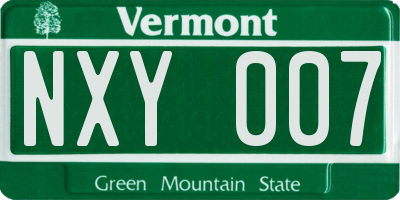 VT license plate NXY007