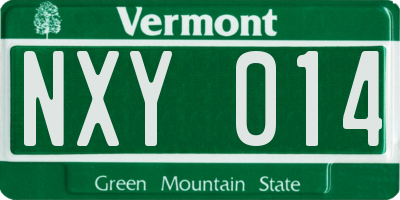 VT license plate NXY014