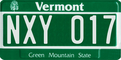 VT license plate NXY017