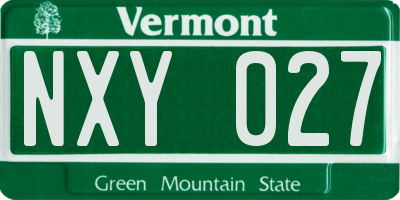 VT license plate NXY027