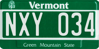 VT license plate NXY034