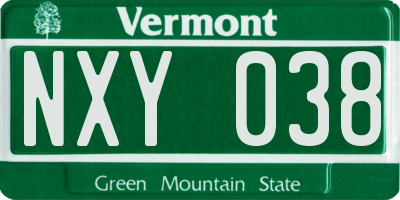 VT license plate NXY038