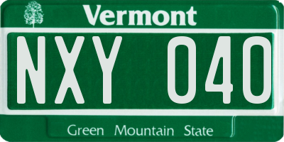 VT license plate NXY040