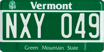 VT license plate NXY049