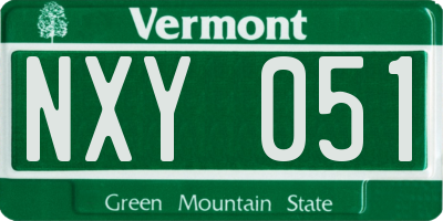 VT license plate NXY051