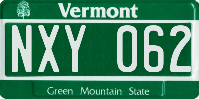 VT license plate NXY062
