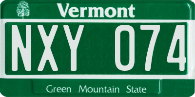 VT license plate NXY074