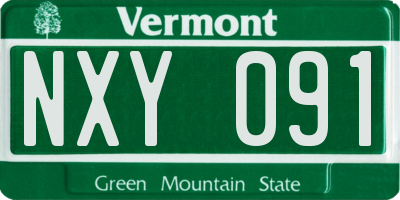 VT license plate NXY091