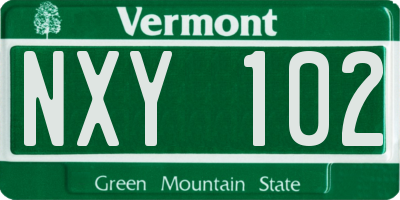 VT license plate NXY102