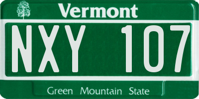 VT license plate NXY107