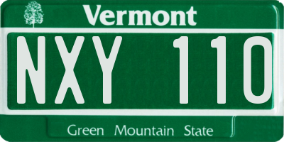 VT license plate NXY110