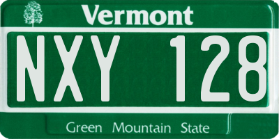 VT license plate NXY128