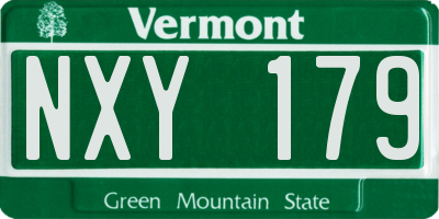 VT license plate NXY179