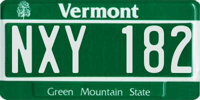 VT license plate NXY182
