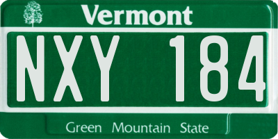 VT license plate NXY184