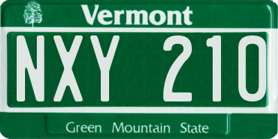 VT license plate NXY210