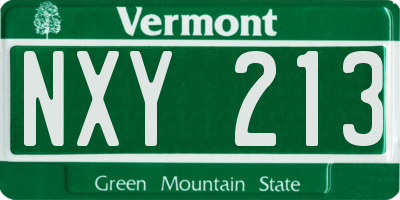 VT license plate NXY213