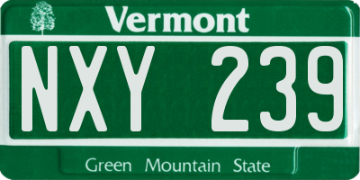 VT license plate NXY239