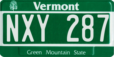 VT license plate NXY287