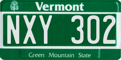 VT license plate NXY302
