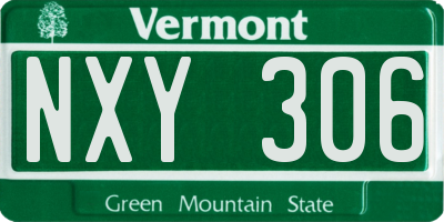 VT license plate NXY306