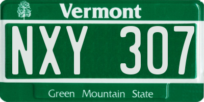 VT license plate NXY307