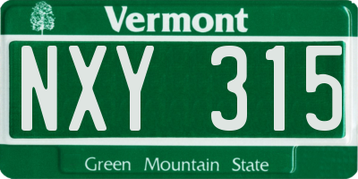 VT license plate NXY315