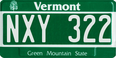 VT license plate NXY322