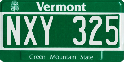 VT license plate NXY325