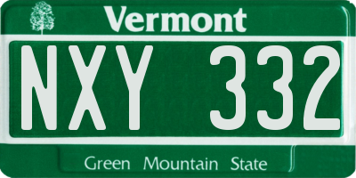 VT license plate NXY332