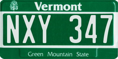 VT license plate NXY347