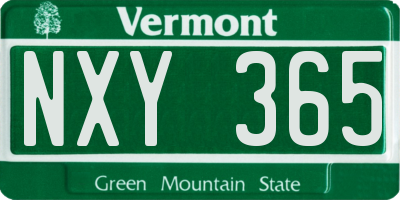 VT license plate NXY365
