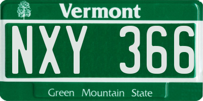 VT license plate NXY366