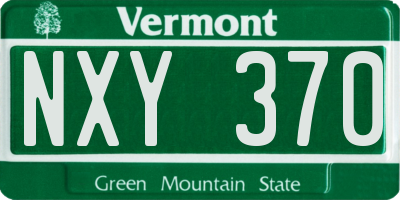 VT license plate NXY370