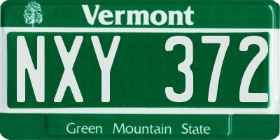 VT license plate NXY372