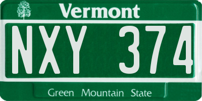 VT license plate NXY374
