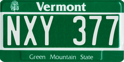 VT license plate NXY377