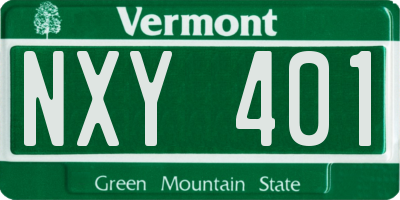 VT license plate NXY401
