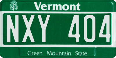 VT license plate NXY404