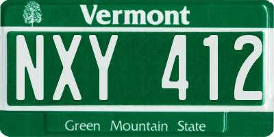 VT license plate NXY412