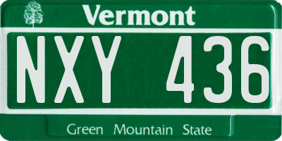 VT license plate NXY436