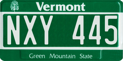 VT license plate NXY445