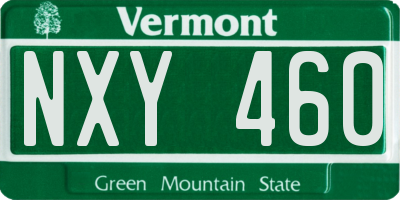 VT license plate NXY460