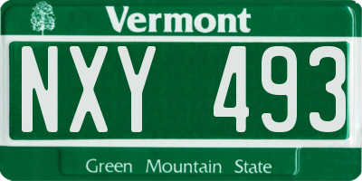 VT license plate NXY493