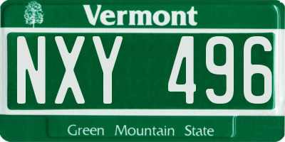 VT license plate NXY496