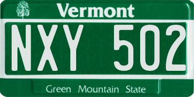 VT license plate NXY502