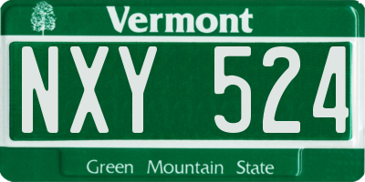 VT license plate NXY524