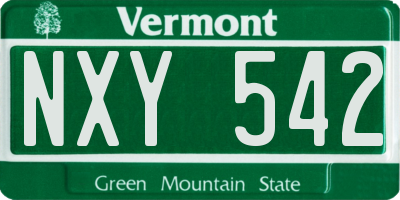 VT license plate NXY542